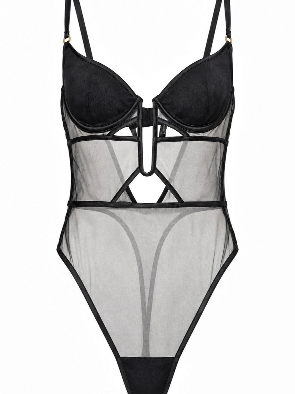 Bluebella Joni Black Sheer Mesh Cutout Underwire Bodysuit XS